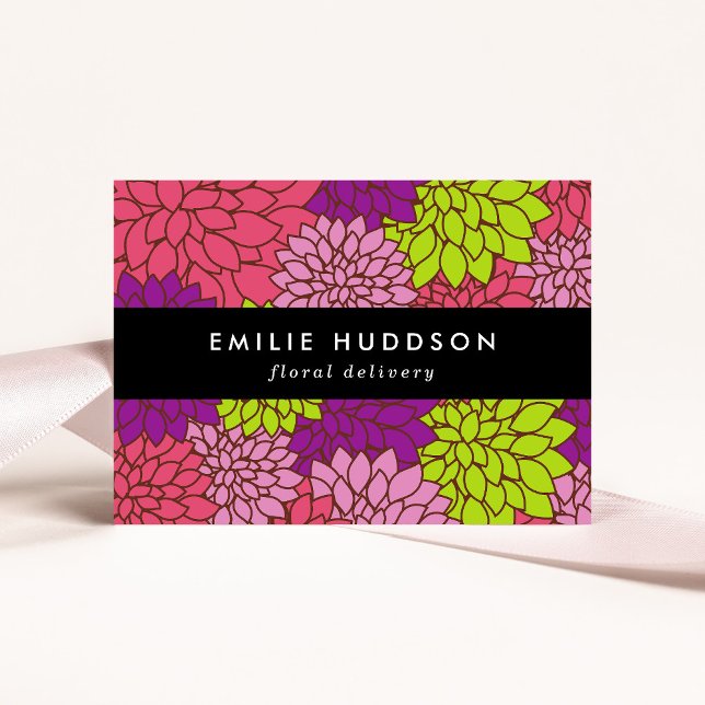 Colourful Dahlia Flowers, Floristry, Flower Shop Business Card (Creator Uploaded)