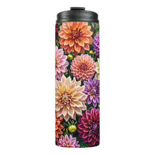 Colourful Dahlia Flowers Thermal Tumbler