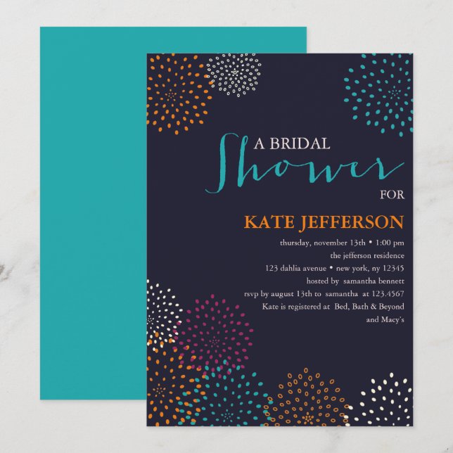 Colourful Dahlias Bridal Shower Invitation (Front/Back)