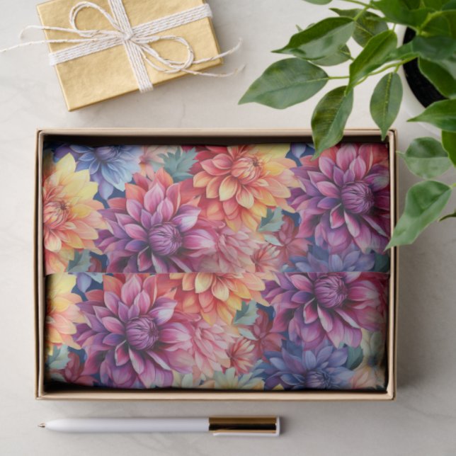 Colourful Dahlias Tissue Paper (Gift)