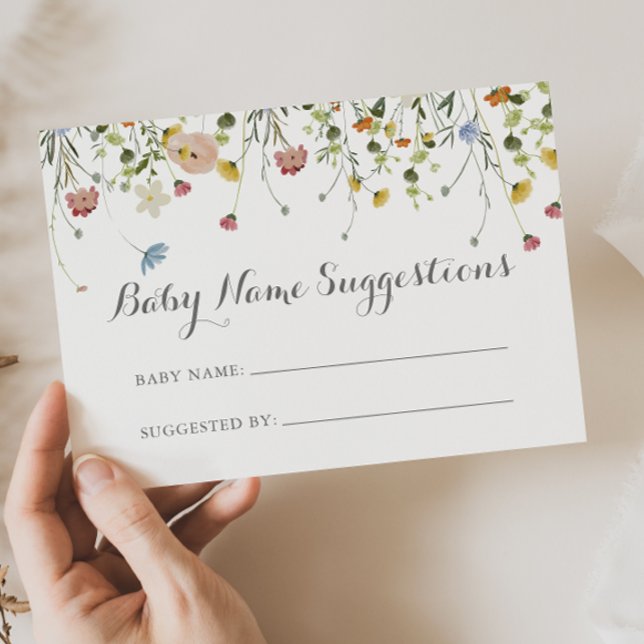 Colourful Dainty Wild Baby Name Suggestions Card (Creator Uploaded)