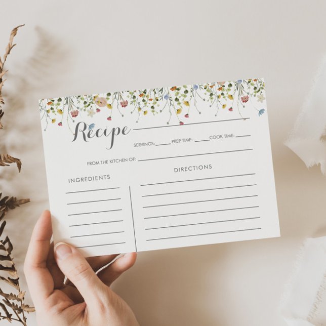 Colourful Dainty Wild Bridal Shower Recipe Card (Creator Uploaded)