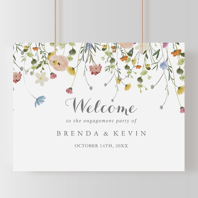Colourful Dainty Wild Engagement Party Welcome  Poster (Creator Uploaded)