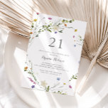 Colourful Dainty Wild Flowers 21st Birthday Party Invitation<br><div class="desc">This colourful dainty wild flowers 21st birthday party invitation is perfect for a rustic event. The design features hand-painted watercolor beautiful pink,  blush,  blue,  navy,  yellow,  purple and green wild flowers.</div>