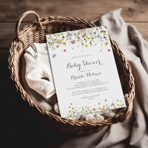 Colourful Dainty Wild Flowers Baby Shower Invitation