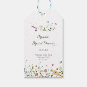 Colourful Dainty Wild Flowers Bridal Shower Gift Tags