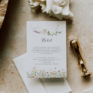 Colourful Dainty Wild Flowers Calligraphy Hotel Enclosure Card