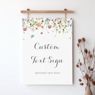 Colourful Dainty Wild Flowers Custom Text Sign