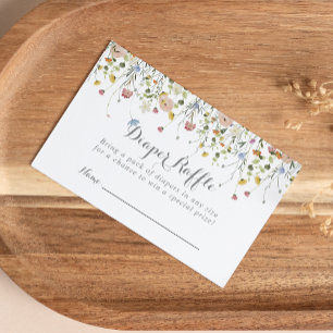 Colourful Dainty Wild Flowers Diaper Raffle Ticket Enclosure Card