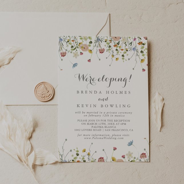 Colourful Dainty Wild Flowers Elopement Reception Invitation (Creator Uploaded)
