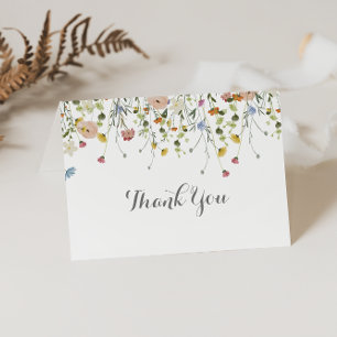 Colourful Dainty Wild Flowers Folded Wedding Thank You Card