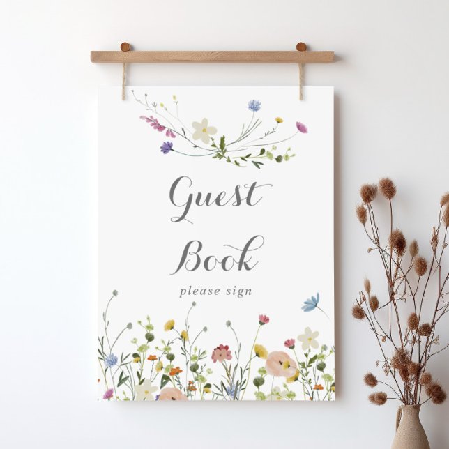 Colourful Dainty Wild Flowers Guest Book Sign (Creator Uploaded)