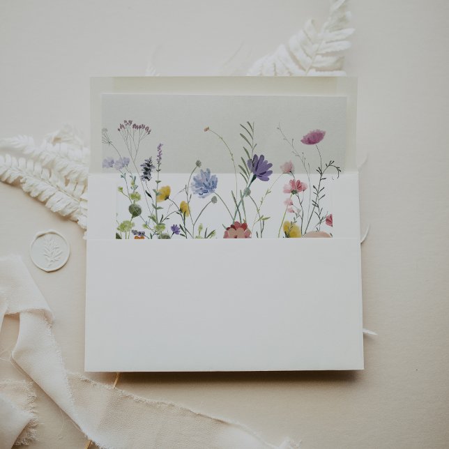 Colourful Dainty Wild Flowers Self-Addressed RSVP  Envelope (Creator Uploaded)