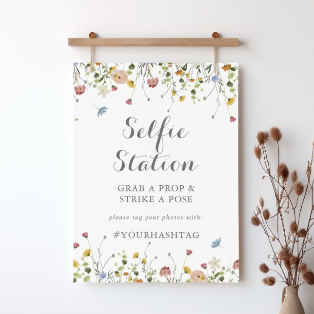 Colourful Dainty Wild Flowers Selfie Station Sign (Creator Uploaded)