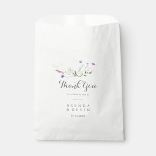 Colourful Dainty Wild Flowers Thank You Wedding Favour Bags