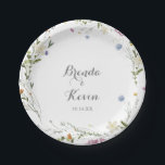 Colourful Dainty Wild Flowers Wedding Cake Paper Plate<br><div class="desc">This colourful dainty wild flowers wedding cake paper plate is perfect for a rustic wedding reception. The design features hand-painted watercolor beautiful pink,  blush,  blue,  navy,  yellow,  purple and green wild flowers.

Make it your own by adding the names of the bride and groom and wedding date.</div>