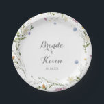 Colourful Dainty Wild Flowers Wedding Cake Paper Plate<br><div class="desc">This colourful dainty wild flowers wedding cake paper plate is perfect for a rustic wedding reception. The design features hand-painted watercolor beautiful pink,  blush,  blue,  navy,  yellow,  purple and green wild flowers.

Make it your own by adding the names of the bride and groom and wedding date.</div>