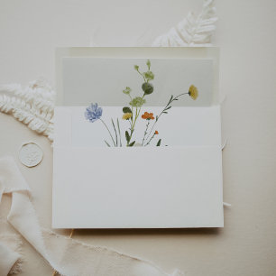 Colourful Dainty Wild Flowers Wedding Invitation Envelope