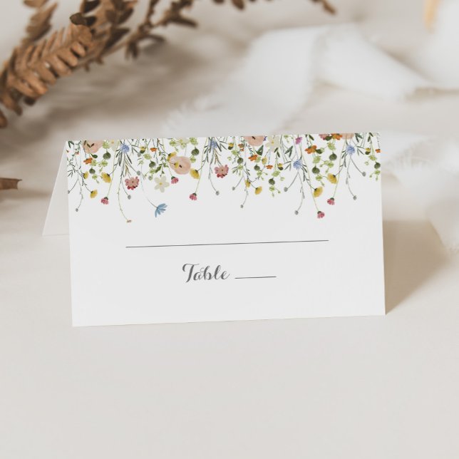 Colourful Dainty Wild Flowers Wedding Place Card (Creator Uploaded)