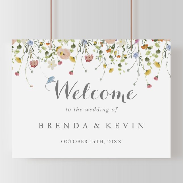Colourful Dainty Wild Flowers Wedding Welcome Sign (Creator Uploaded)