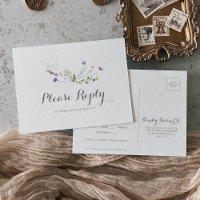 Colourful Dainty Wild Menu Choice RSVP Postcard