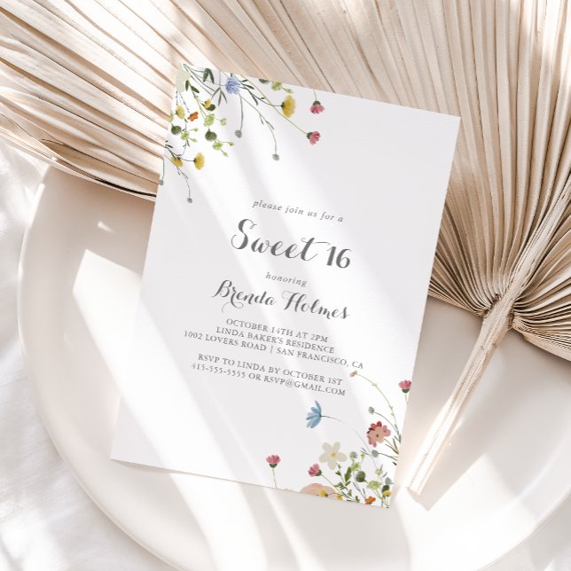 Colourful Dainty Wild Sweet 16 Birthday Party Invitation (Creator Uploaded)