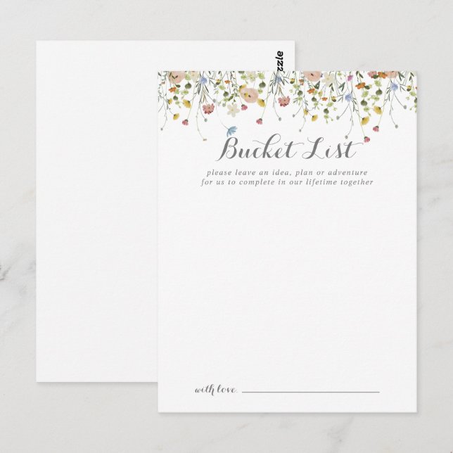 Colourful Dainty Wild Wedding Bucket List Cards (Front/Back)