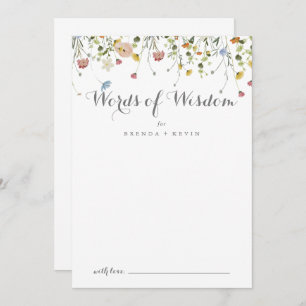 Colourful Dainty Wild Wedding Words of Wisdom Advice Card