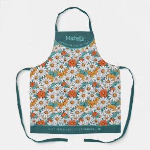 Colourful daisies botanical personalised apron