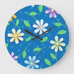 Colourful daisies, clock