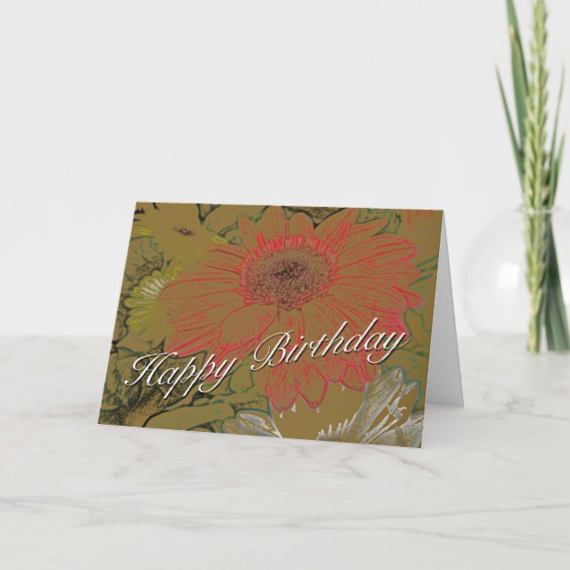 Colourful Daisies Happy Birthday Card (Front)