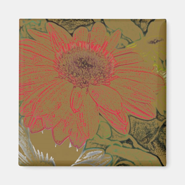 Colourful Daisies Magnet (Front)