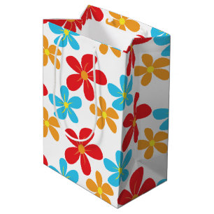 Colourful Daisies On White  Medium Gift Bag