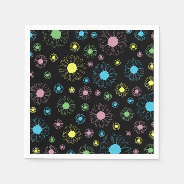 Colourful Daisies Paper Napkin (Front)