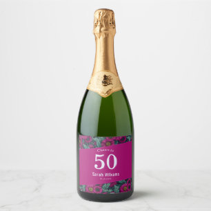 Colourful Daisy 70Th Birthday For Mum Purple Sparkling Wine Label