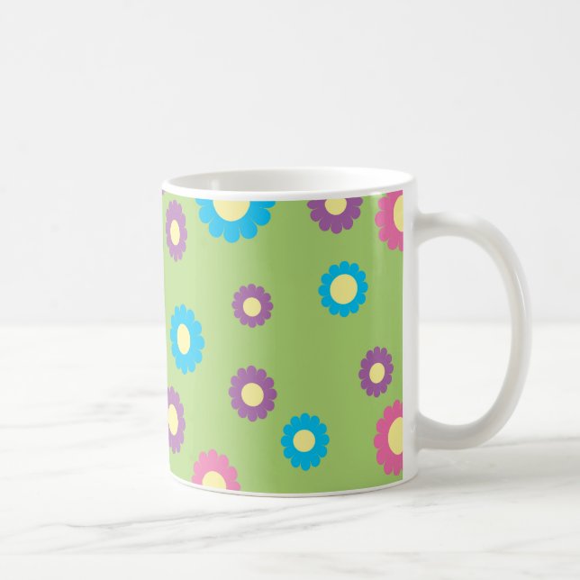 Colourful daisy art pattern coffee mug (Right)