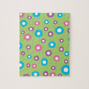 Colourful daisy art pattern jigsaw puzzle