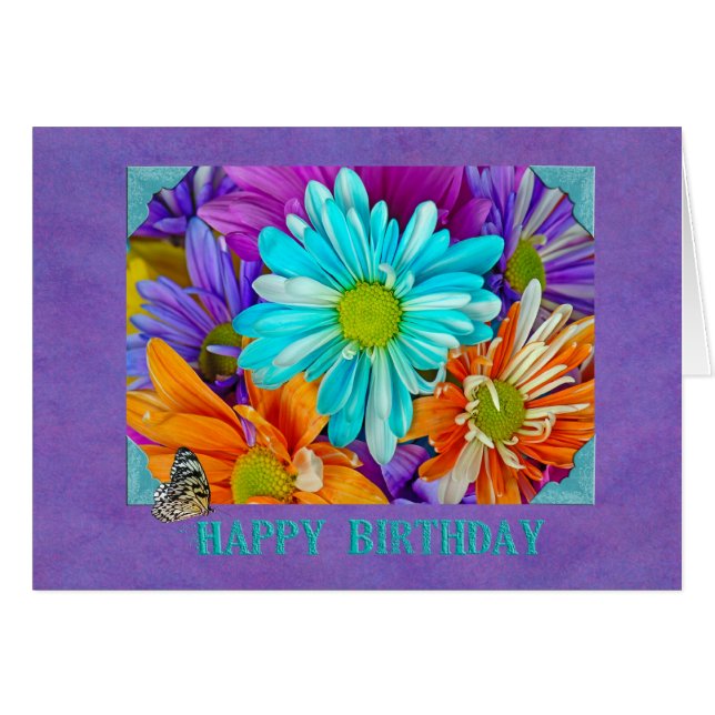 colourful daisy birthday (Front Horizontal)