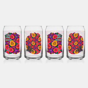 Colourful Daisy Bouquet Pattern Can Glass