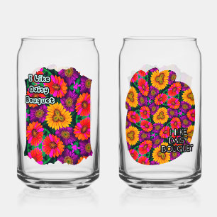 Colourful Daisy Bouquet Pattern Can Glass