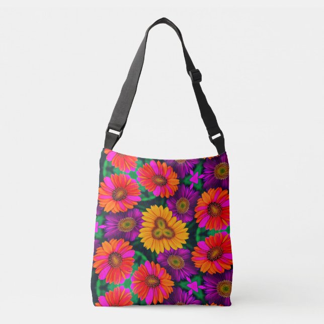 Colourful Daisy Bouquet Pattern Crossbody Bag (Front)
