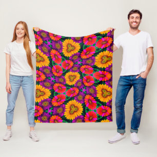 Colourful Daisy Bouquet Pattern Fleece Blanket