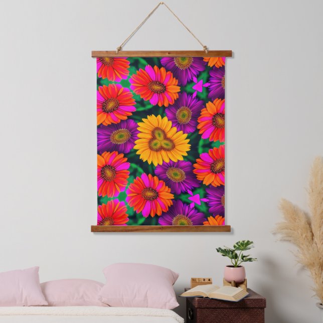 Colourful Daisy Bouquet Pattern Hanging Tapestry (Bedroom)