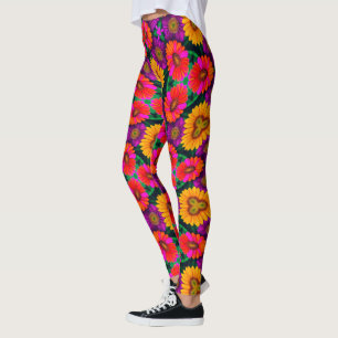 Colourful Daisy Bouquet Pattern Leggings