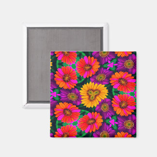 Colourful Daisy Bouquet Pattern Magnet
