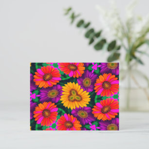 Colourful Daisy Bouquet Pattern Postcard