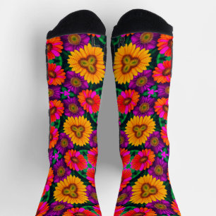 Colourful Daisy Bouquet Pattern Socks