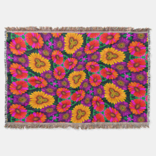 Colourful Daisy Bouquet Pattern Throw Blanket
