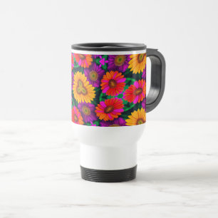 Colourful Daisy Bouquet Pattern Travel Mug