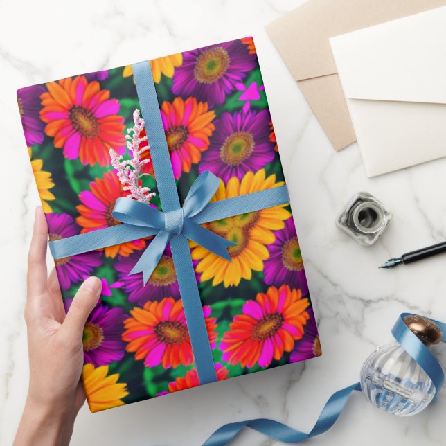 Colourful Daisy Bouquet Pattern Wrapping Paper (Gifting)